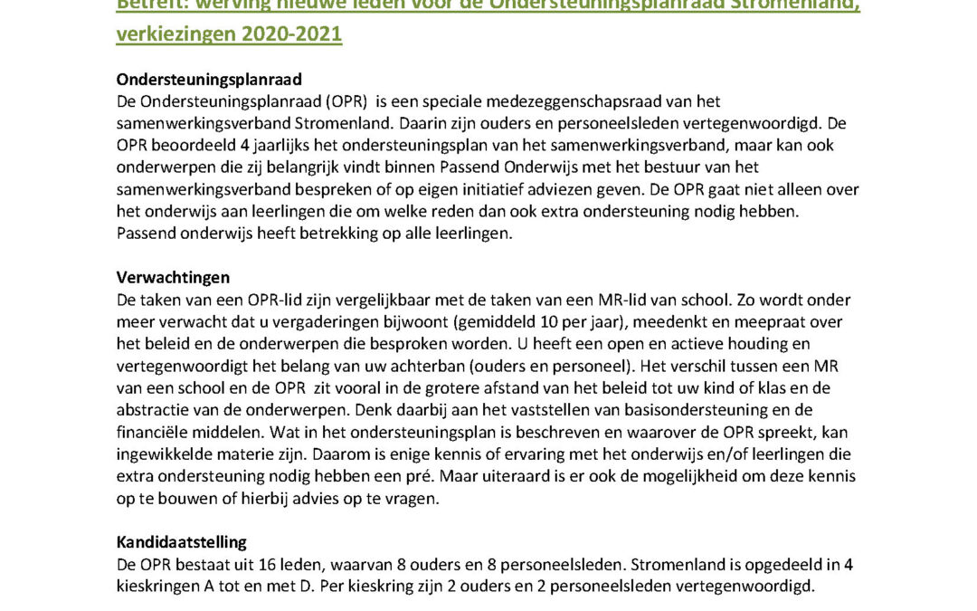 Kandidaatstelling OPR