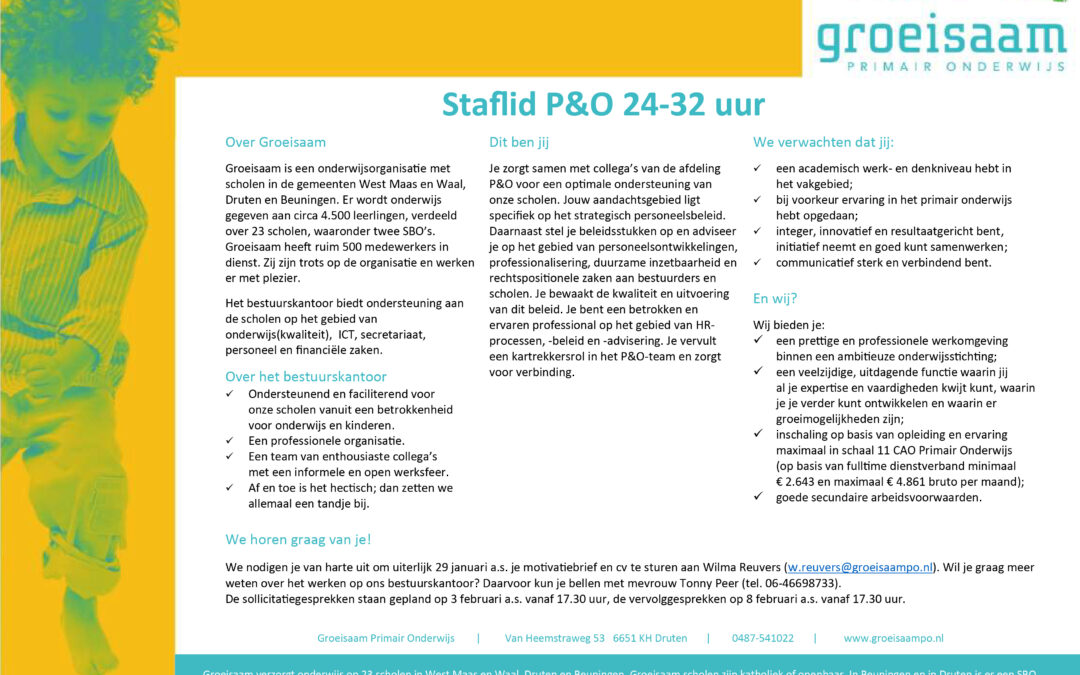 Vacature staflid P&O