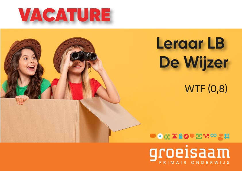 Leraar LB unit 2 (basisgroep 4-5) 2 dagen en 2 dagen inzetbaar als extra leraar groep 3 t/m 8 De Wijzer